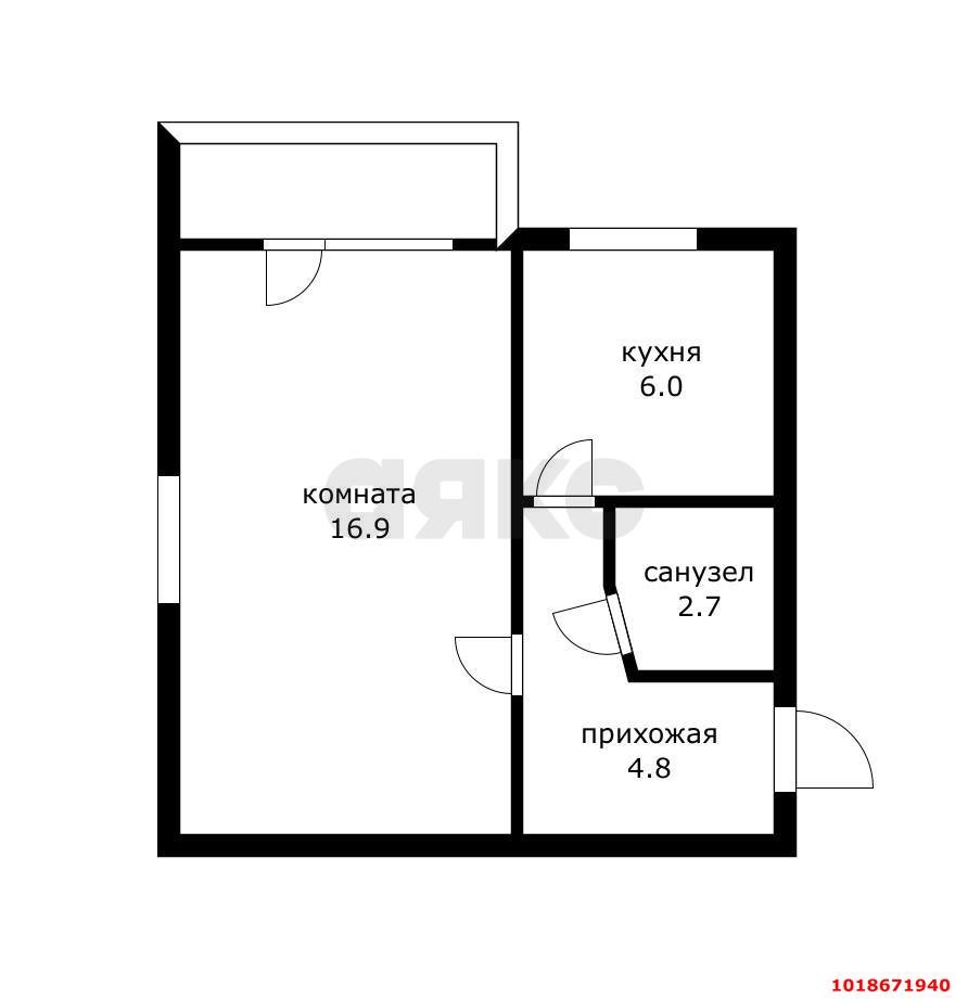 Фото №9: 1-комнатная квартира 32&nbsp;м², 3/5&nbsp;эт. - Краснодар, Западный внутригородской округ, мкр. Фестивальный, ул. имени Тургенева, 122