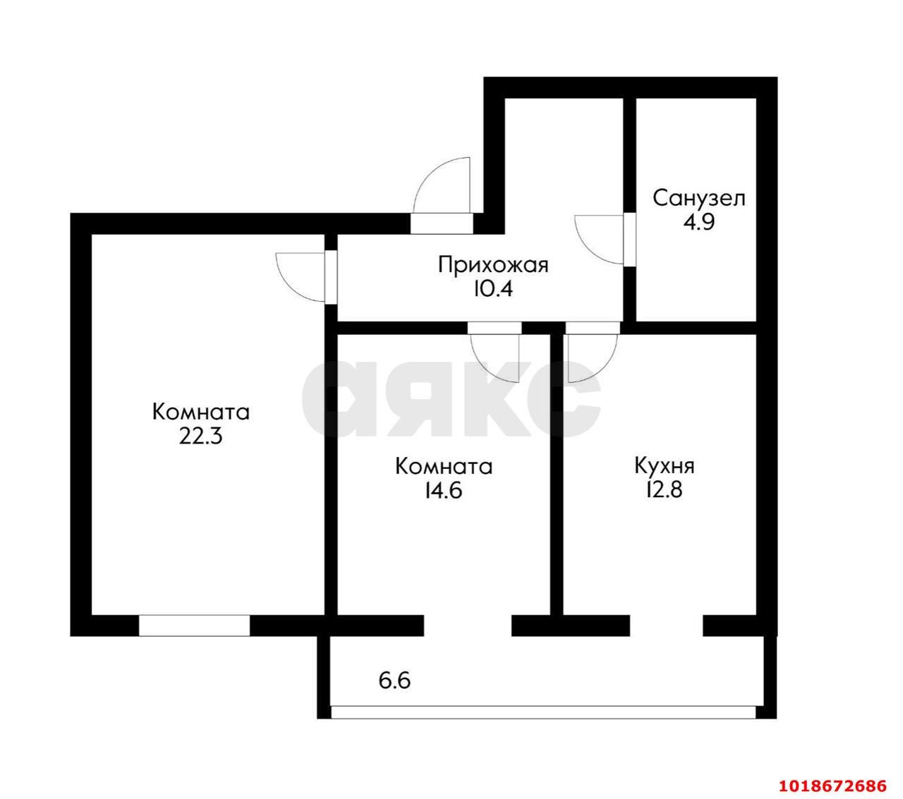 Фото №11: 2-комнатная квартира 70&nbsp;м², 2/18&nbsp;эт. - Краснодар, Карасунский внутригородской округ, Черёмушки, мкр. ЖК Ставропольский, ул. Селезнёва, 4/13к2