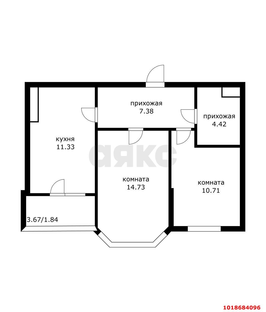 Фото №14: 2-комнатная квартира 50&nbsp;м², 16/19&nbsp;эт. - Краснодар, Прикубанский внутригородской округ, Славянский, мкр. Светлоград, ул. Красных Партизан, 1/4к15