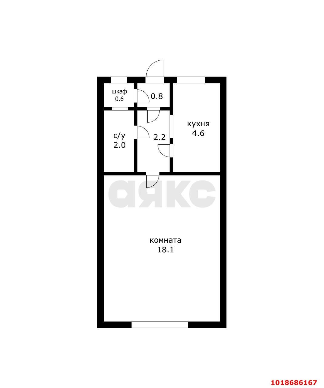 Фото №6: 1-комнатная квартира 28&nbsp;м², 4/4&nbsp;эт. - Краснодар, Центральный внутригородской округ, мкр. Черёмушки, ул. Айвазовского, 115