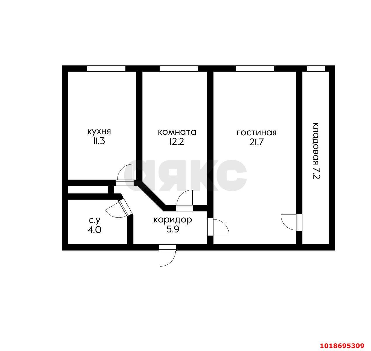 Фото №12: 2-комнатная квартира 61&nbsp;м², 1/9&nbsp;эт. - Яблоновский, мкр. ЖК Форвард, ул. Шоссейная, 69/1к2