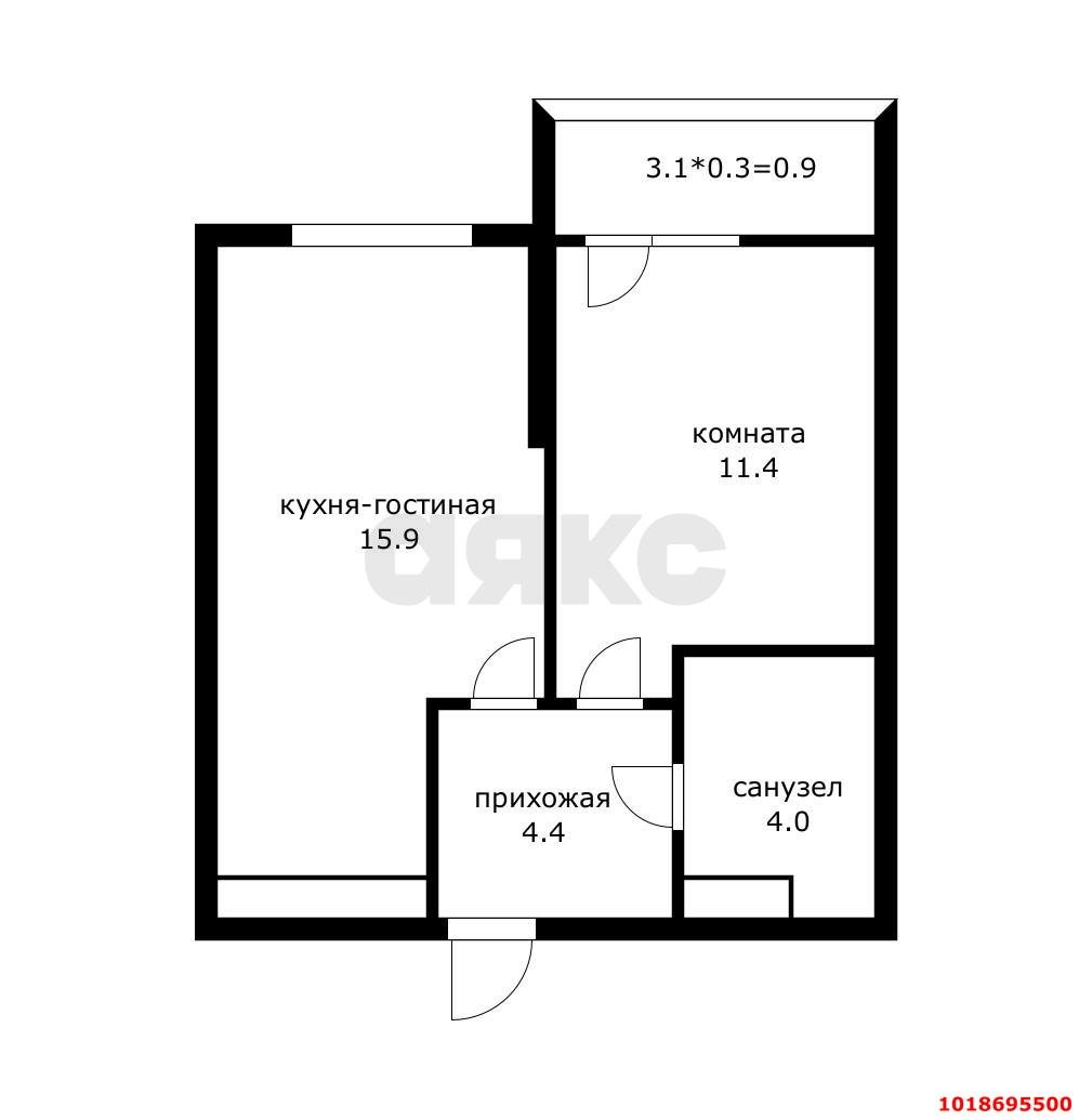 Фото №12: 1-комнатная квартира 42&nbsp;м², 21/24&nbsp;эт. - Краснодар, Прикубанский внутригородской округ, мкр. жилой комплекс Свобода, ул. Домбайская, 55