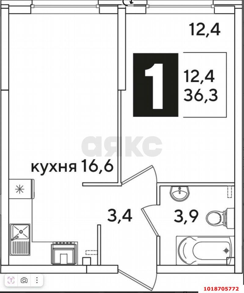 Фото №16: 1-комнатная квартира 36&nbsp;м², 1/20&nbsp;эт. - Краснодар, Прикубанский внутригородской округ, мкр. ЖК Самолёт-6, ул. Ивана Беличенко, 90к3