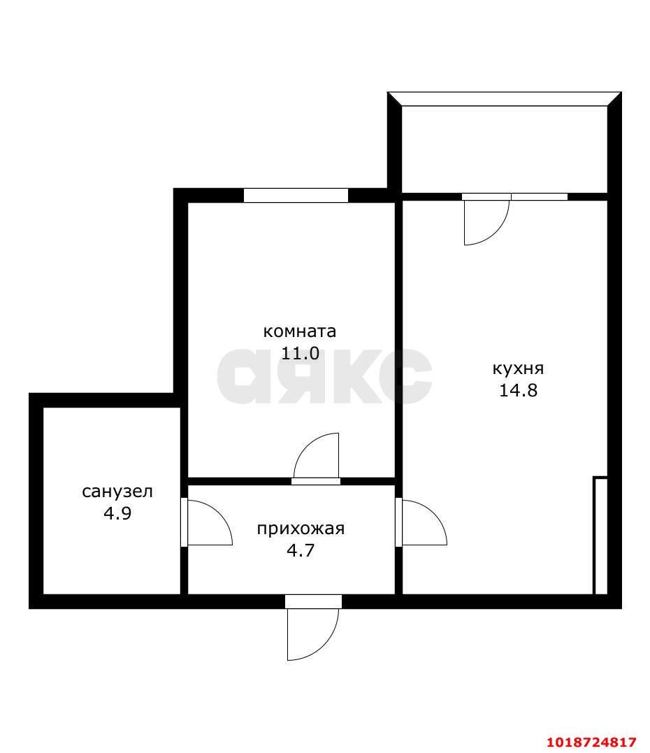 Фото №7: 1-комнатная квартира 38&nbsp;м², 3/5&nbsp;эт. - Новая Адыгея, мкр. жилой комплекс Мята, ул. Бжегокайская, 23/1Ак1