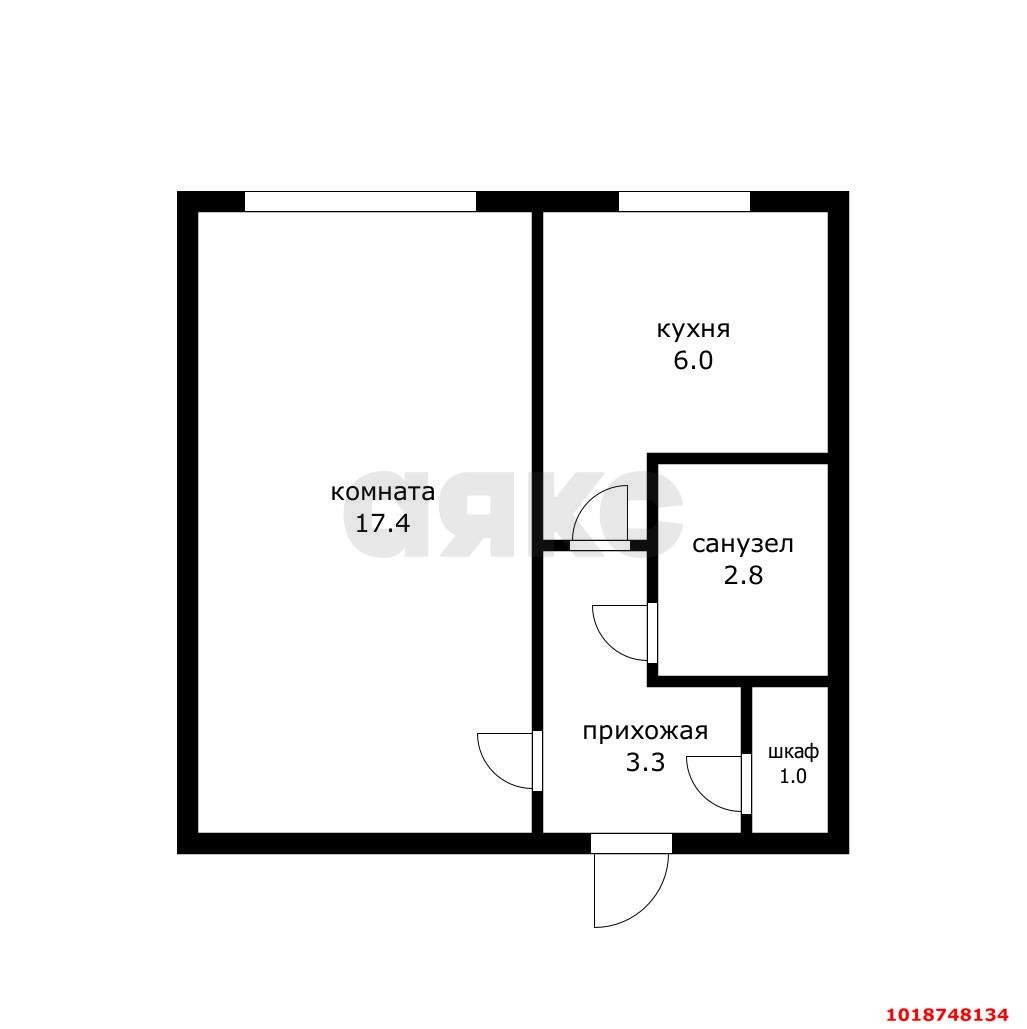 Фото №9: 1-комнатная квартира 30&nbsp;м², 1/5&nbsp;эт. - Краснодар, Центральный внутригородской округ, Черёмушки, мкр. Дубинка, пр-д 2-й  Стасова, 107