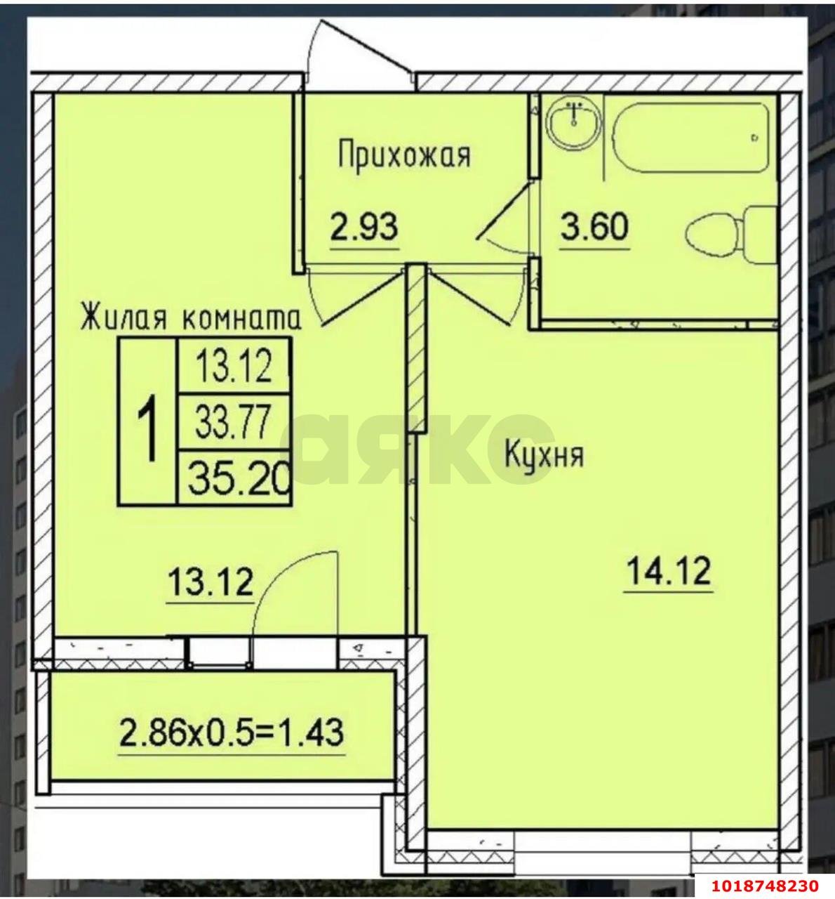 Фото №7: 1-комнатная квартира 35&nbsp;м², 10/24&nbsp;эт. - Краснодар, мкр. Карасунский внутригородской округ, ул. имени Владимира Жириновского, 7