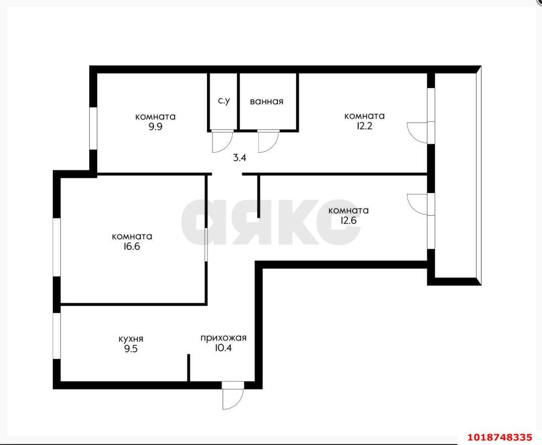 Фото №6: 4-комнатная квартира 83&nbsp;м², 9/9&nbsp;эт. - Краснодар, Центральный внутригородской округ, мкр. Завод Измерительных Приборов, ул. Ростовское шоссе, 12/1
