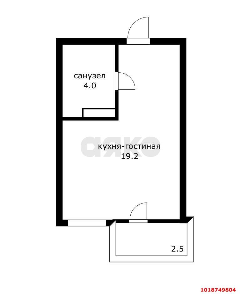 Фото №8: Студия 25&nbsp;м², 7/13&nbsp;эт. - Краснодар, Прикубанский внутригородской округ, Славянский, мкр. Светлоград, ул. Красных Партизан, 1/4к4
