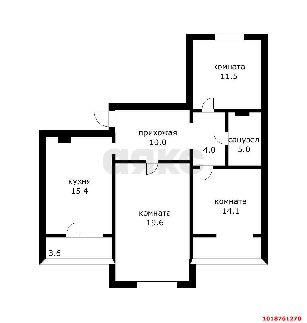 Фото №7: 3-комнатная квартира 75&nbsp;м², 3/12&nbsp;эт. - Краснодар, Западный внутригородской округ, мкр. Юбилейный, б-р Платановый, 6