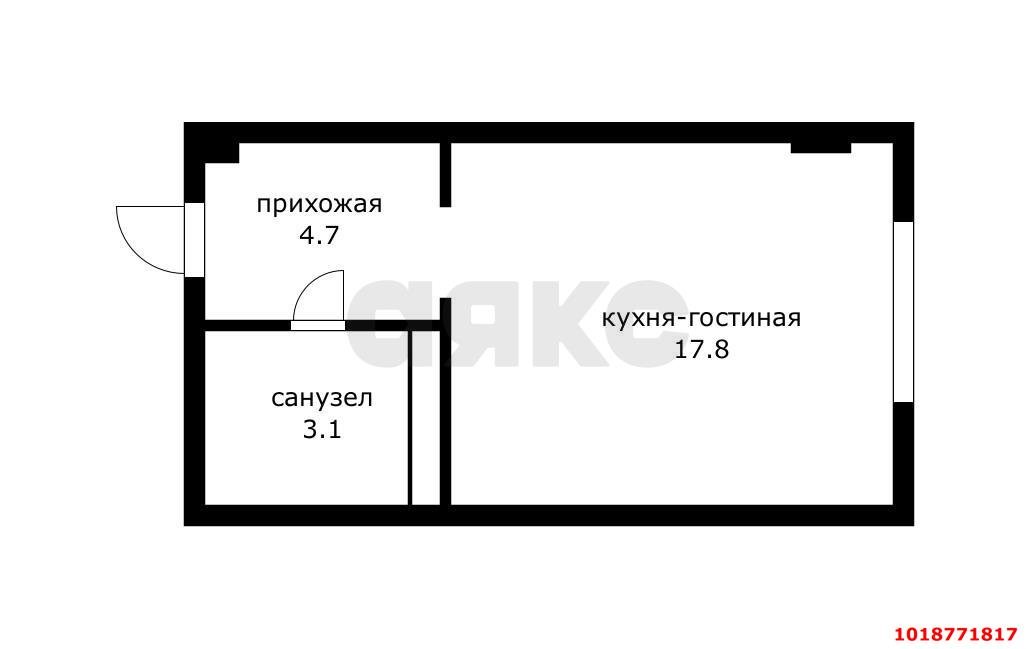 Фото №17: Апартаменты 25&nbsp;м², 6/15&nbsp;эт. - Краснодар, Карасунский внутригородской округ, Хлопчато-бумажный Комбинат, мкр. жилой комплекс Гранд Пэлэс, ул. Уральская, 75/6