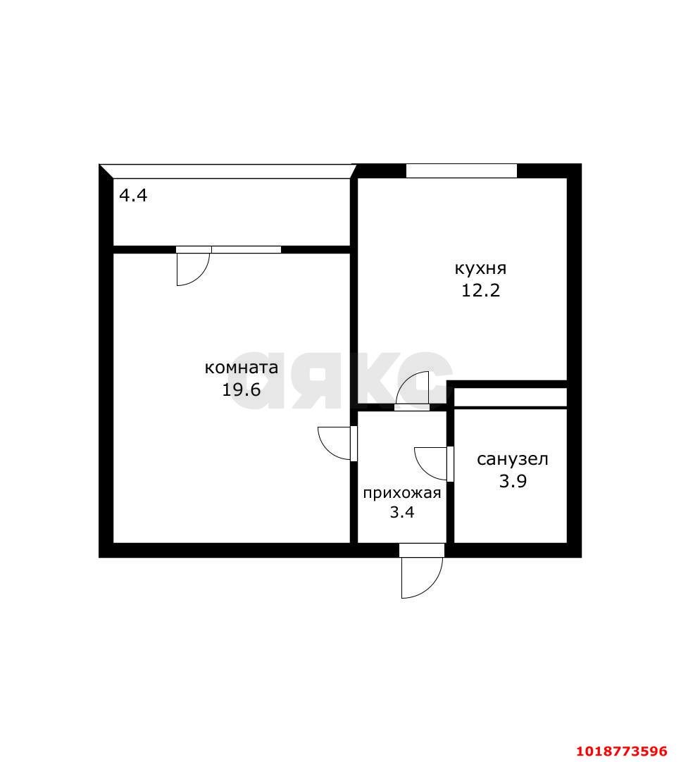 Фото №13: 1-комнатная квартира 42&nbsp;м², 1/9&nbsp;эт. - Яблоновский, мкр. ЖК Солнечный, ул. Солнечная, 57к3