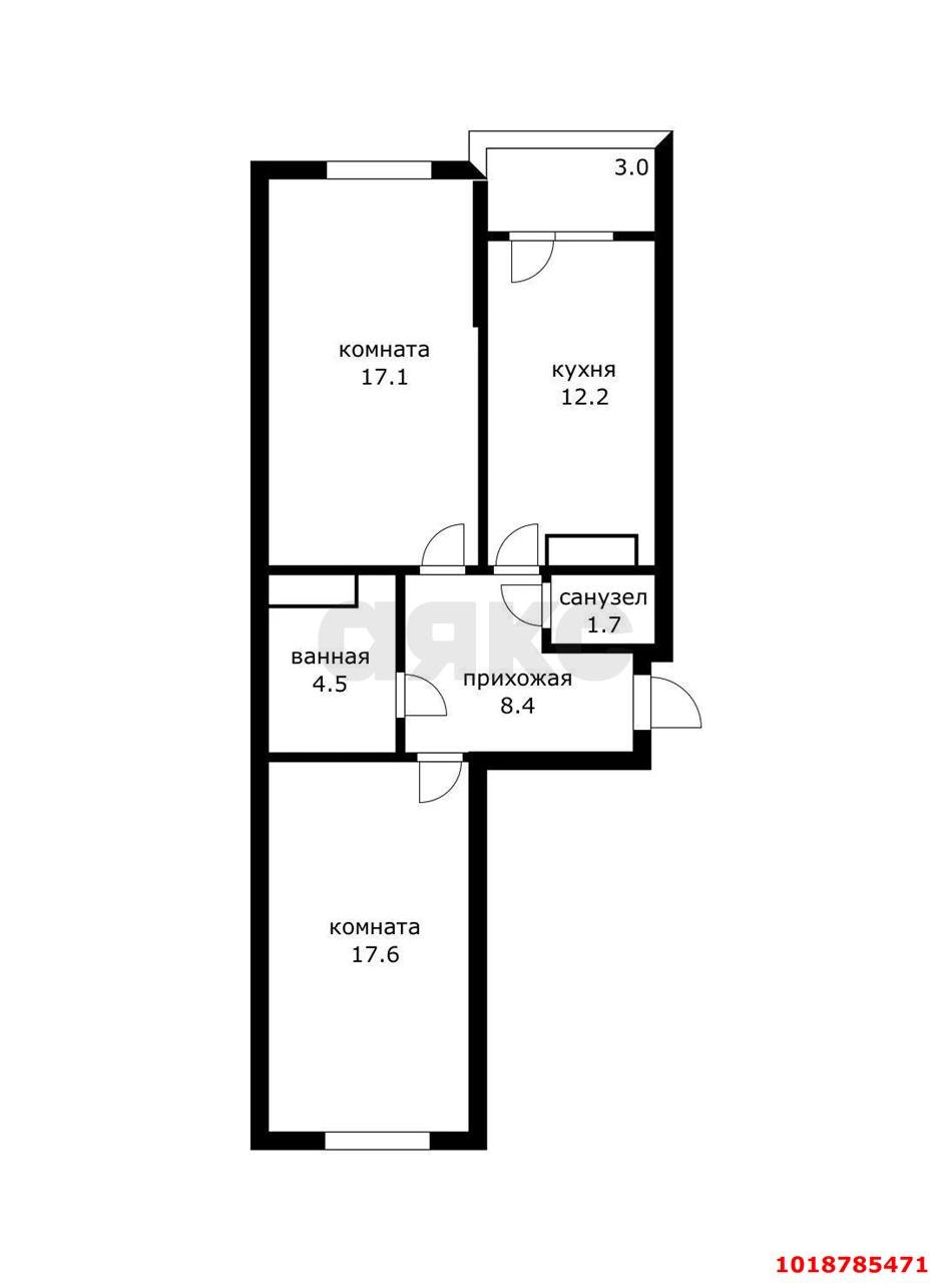 Фото №33: 2-комнатная квартира 64&nbsp;м², 11/19&nbsp;эт. - Краснодар, мкр. Карасунский внутригородской округ, ул. имени Снесарева, 17/1к1