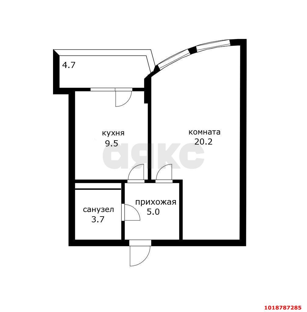 Фото №7: 1-комнатная квартира 43&nbsp;м², 5/20&nbsp;эт. - Краснодар, Карасунский внутригородской округ, Хлопчато-бумажный Комбинат, мкр. ЖК Альфа, ул. Уральская, 100