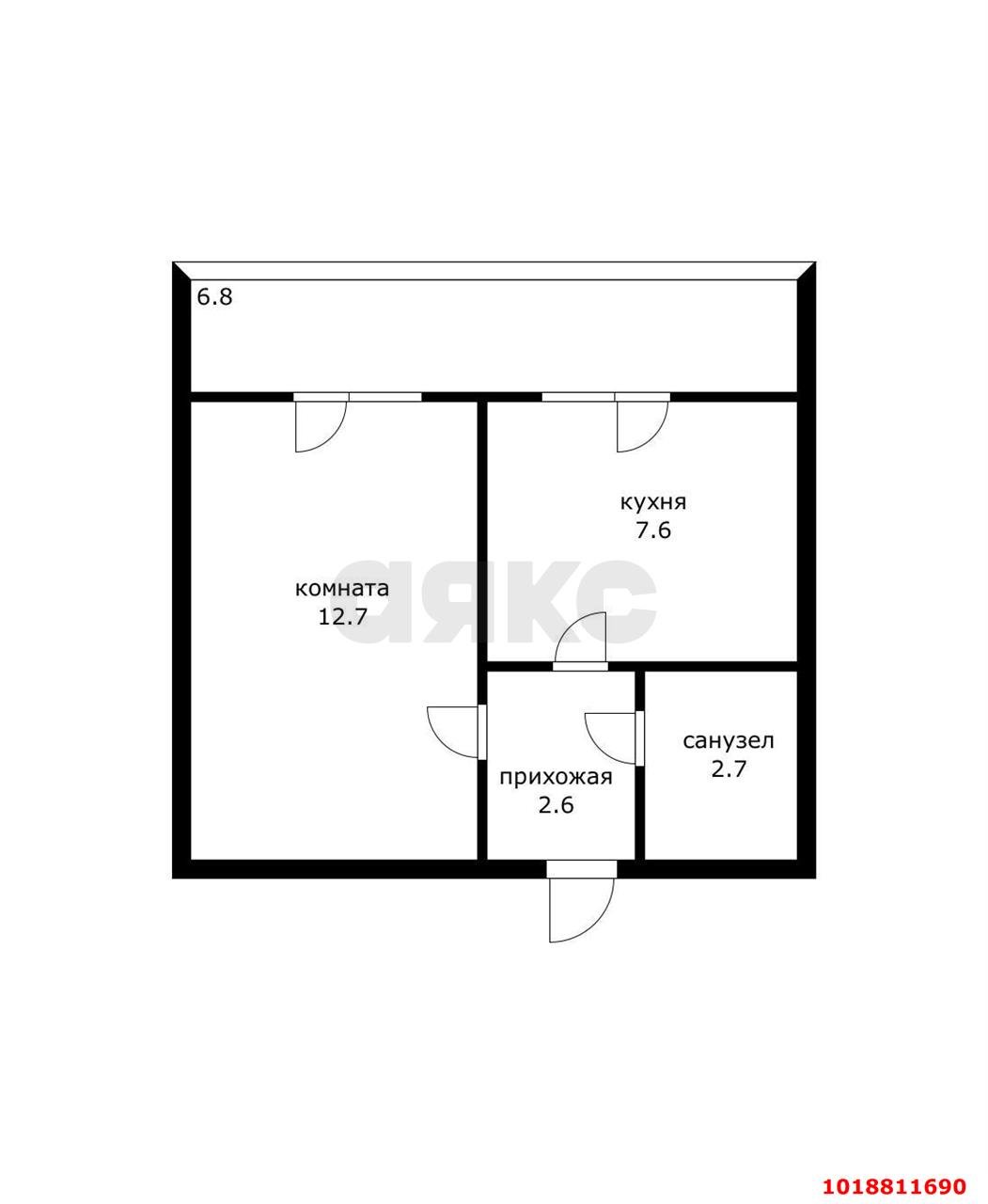 Фото №11: 1-комнатная квартира 32&nbsp;м², 4/5&nbsp;эт. - Новая Адыгея, мкр. ЖК Дарград, ул. Тургеневское шоссе, 33/2к27