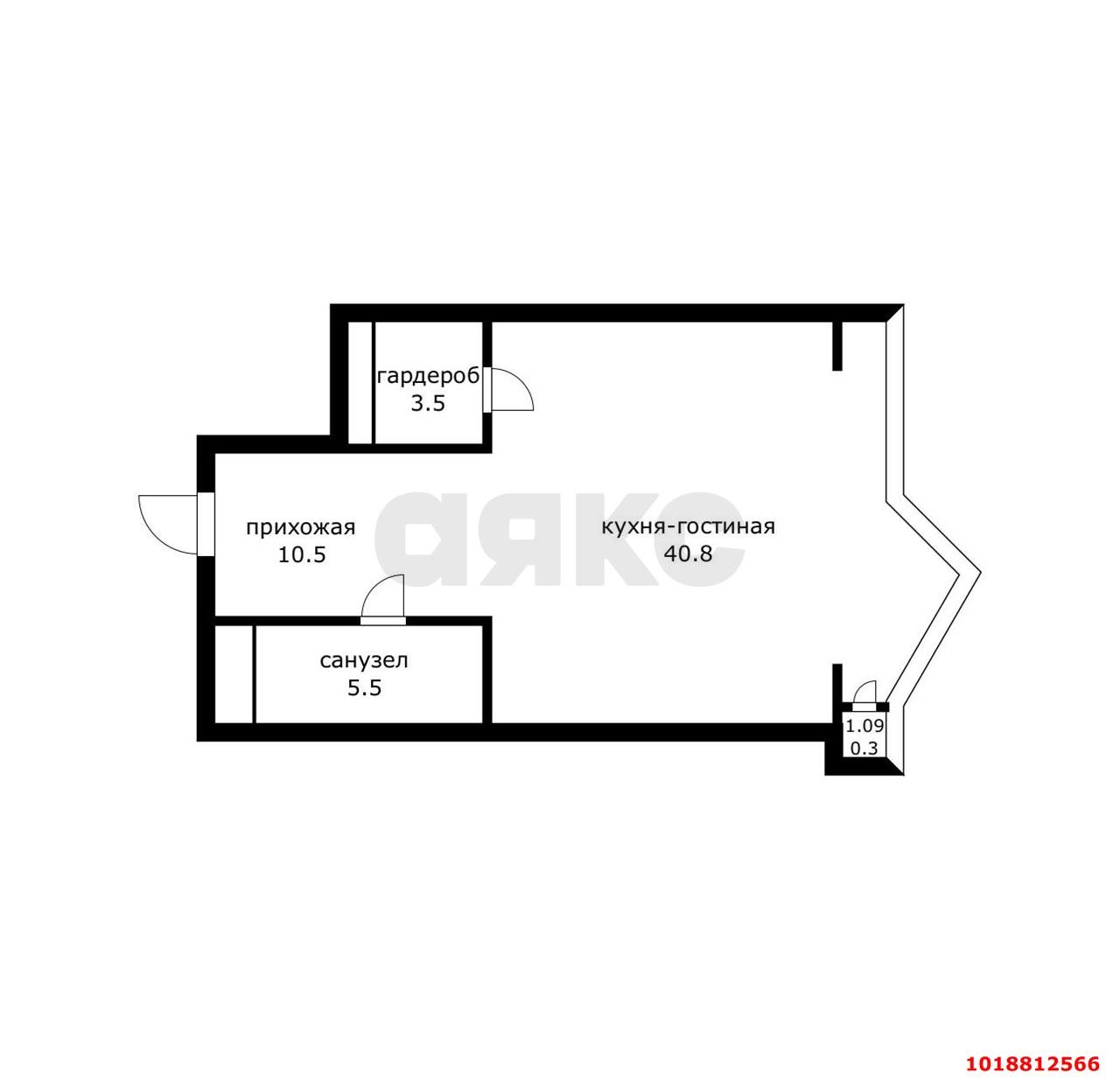 Фото №11: 1-комнатная квартира 60&nbsp;м², 19/24&nbsp;эт. - Краснодар, Прикубанский внутригородской округ, Фестивальный, Отделение № 1 совхоза Солнечный, мкр. ЖК Седьмой Континент, ул. Совхозная, 1к3