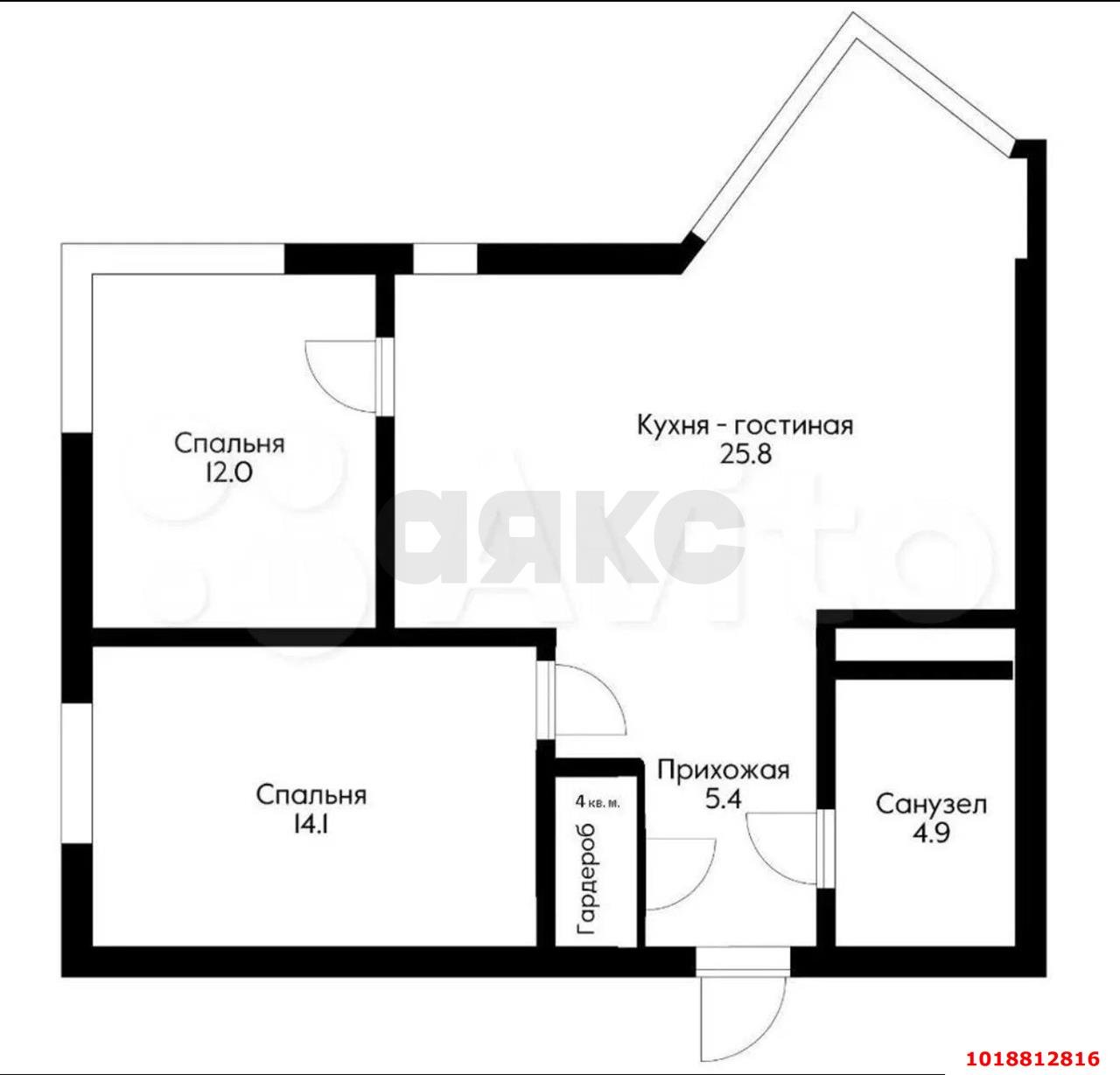 Фото №10: 2-комнатная квартира 61&nbsp;м², 12/25&nbsp;эт. - Краснодар, Прикубанский внутригородской округ, Фестивальный, Отделение № 1 совхоза Солнечный, мкр. ЖК Седьмой Континент, ул. Совхозная, 1к1