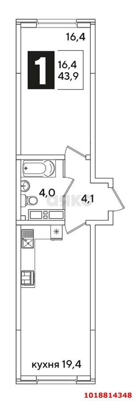 Фото №14: 1-комнатная квартира 46&nbsp;м², 15/16&nbsp;эт. - Краснодар, Прикубанский внутригородской округ, ЖК Самолёт-6, мкр. ЖК Самолет 6, ул. Ивана Беличенко, 92к2