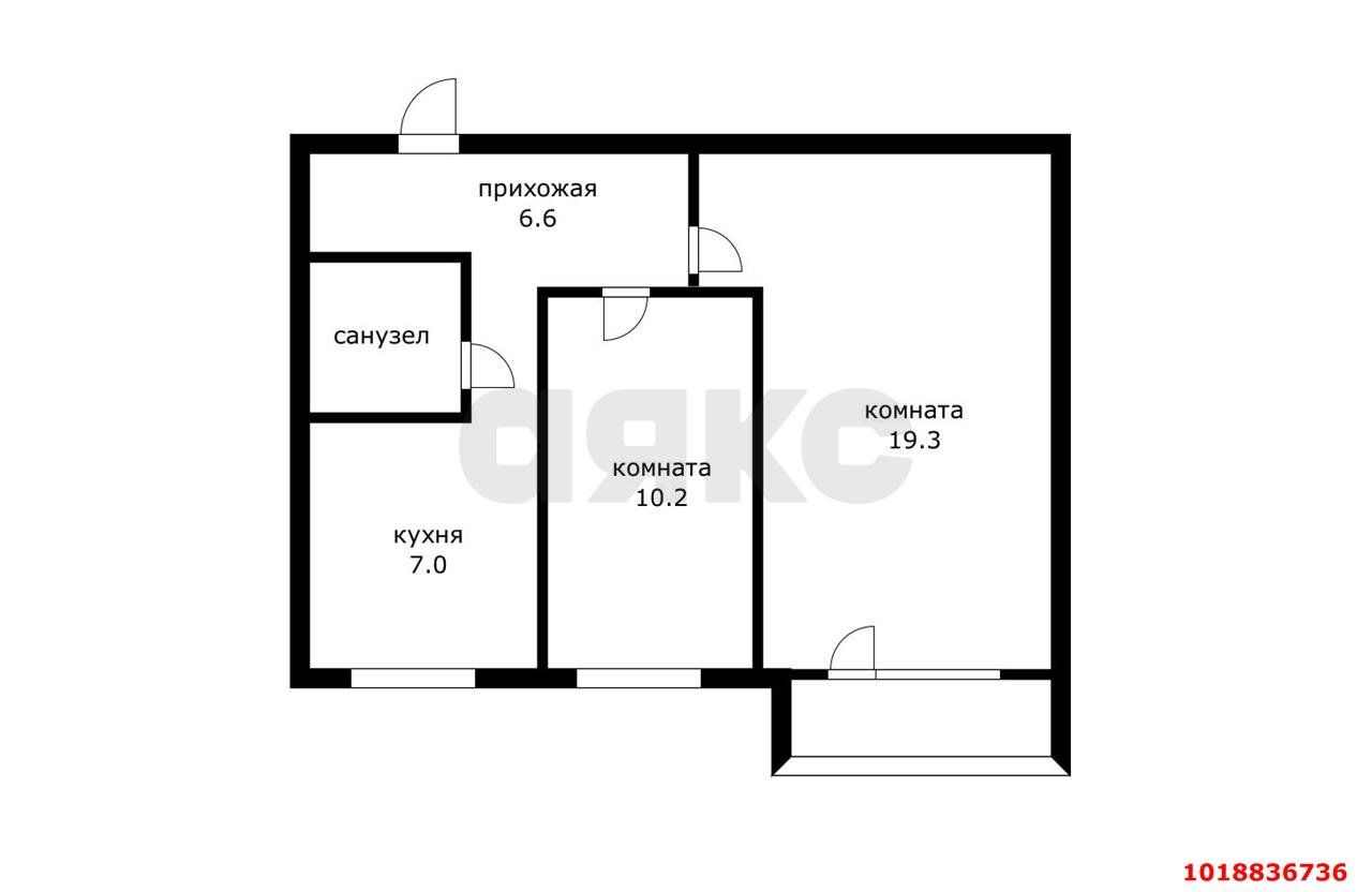 Фото №9: 2-комнатная квартира 47&nbsp;м², 8/9&nbsp;эт. - Краснодар, Карасунский внутригородской округ, мкр. Черёмушки, ул. Селезнёва, 126