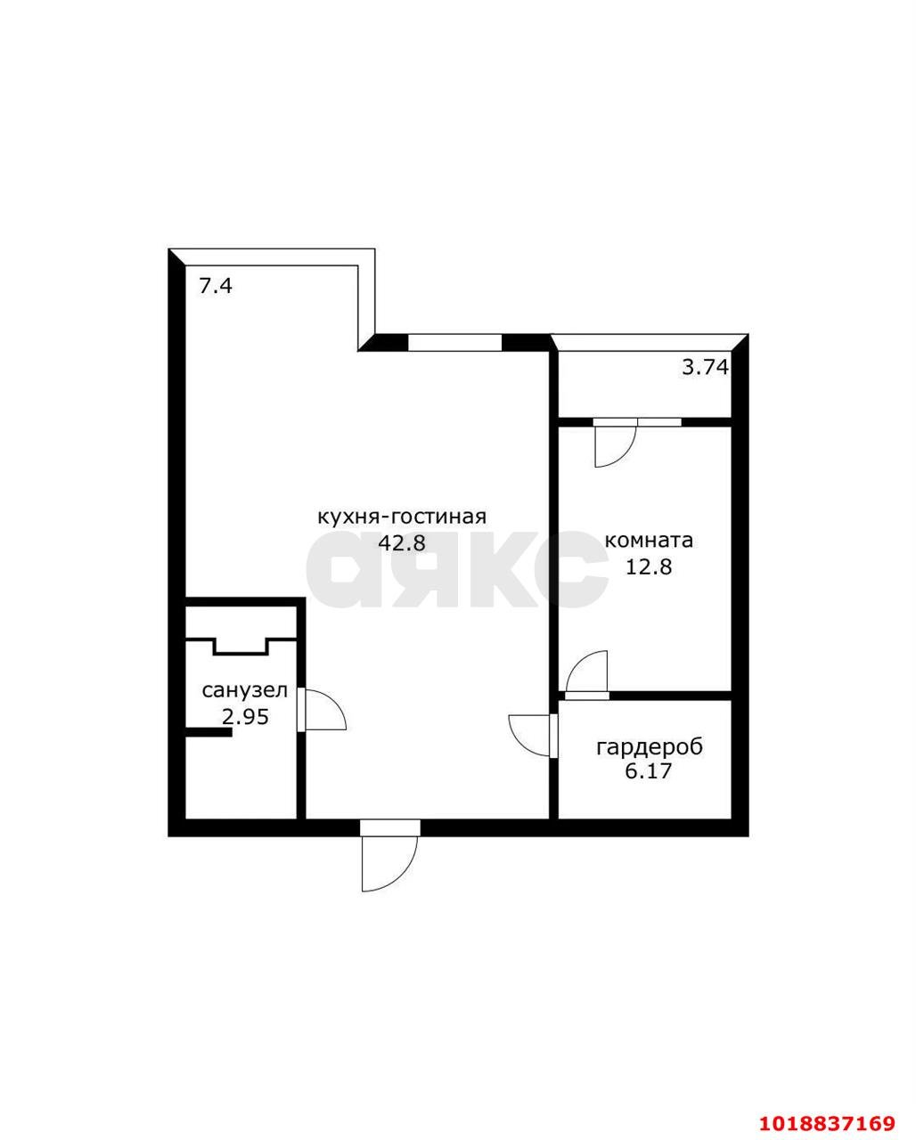 Фото №14: 1-комнатная квартира 78&nbsp;м², 16/25&nbsp;эт. - Краснодар, Западный внутригородской округ, Фестивальный, мкр. ЖК Тургенев, ул. Дальняя, 8к2