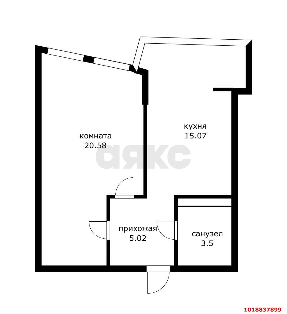Фото №10: 1-комнатная квартира 42&nbsp;м², 18/20&nbsp;эт. - Краснодар, Карасунский внутригородской округ, Хлопчато-бумажный Комбинат, мкр. ЖК Альфа, ул. Уральская, 100