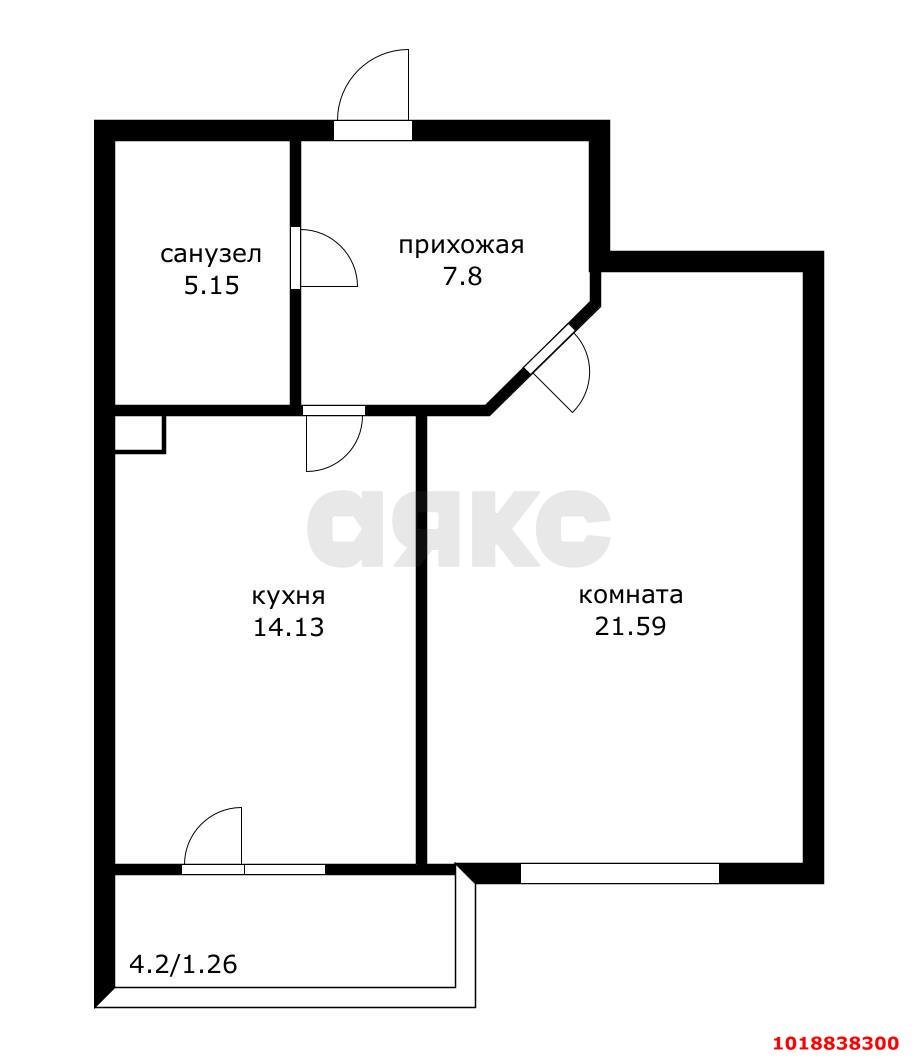 Фото №6: 1-комнатная квартира 50&nbsp;м², 1/19&nbsp;эт. - Краснодар, Западный внутригородской округ, мкр. Фестивальный, ул. Морская, 43