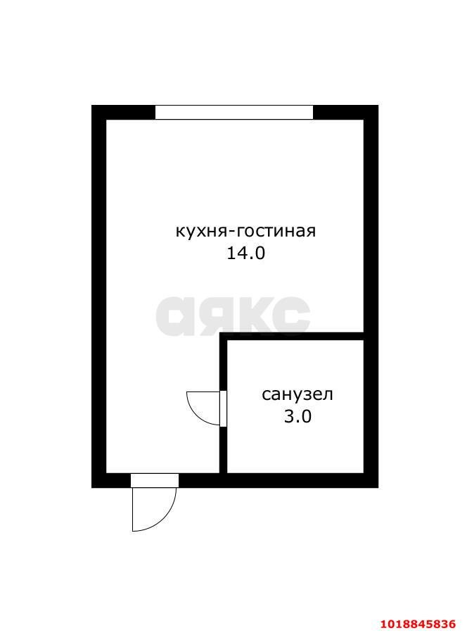 Фото №8: Студия 16&nbsp;м², 5/6&nbsp;эт. - Краснодар, Прикубанский внутригородской округ, Калинино, мкр. Завод Радиоизмерительных Приборов, ул. Кадетская, 9