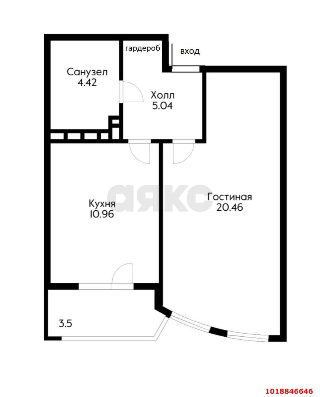 Фото №15: 1-комнатная квартира 45&nbsp;м², 18/20&nbsp;эт. - Краснодар, Карасунский внутригородской округ, Хлопчато-бумажный Комбинат, мкр. ЖК Альфа, ул. Уральская, 100/5
