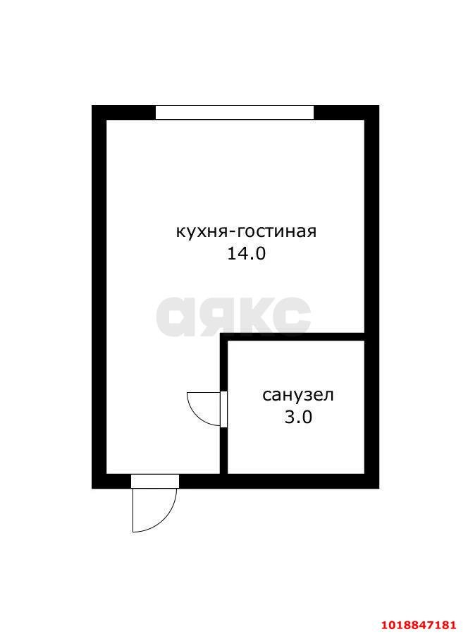 Фото №8: Студия 17&nbsp;м², 5/6&nbsp;эт. - Краснодар, Прикубанский внутригородской округ, Калинино, мкр. Завод Радиоизмерительных Приборов, ул. Кадетская, 9
