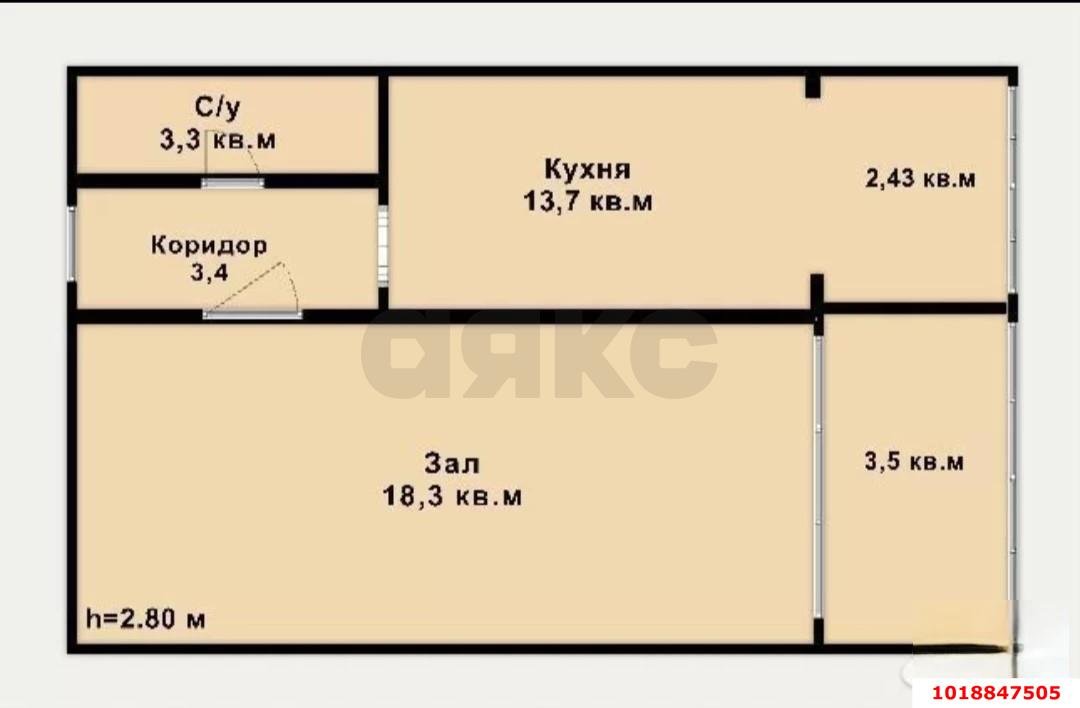 Фото №5: 1-комнатная квартира 45&nbsp;м², 5/6&nbsp;эт. - Краснодар, Прикубанский внутригородской округ, мкр. Музыкальный, ул. Агрохимическая, 138
