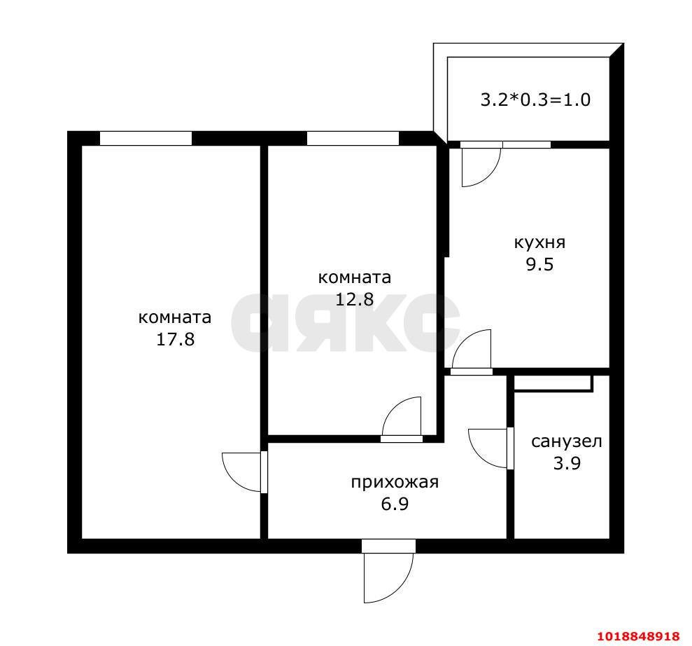 Фото №6: 2-комнатная квартира 50&nbsp;м², 4/16&nbsp;эт. - Краснодар, Прикубанский внутригородской округ, мкр. Горхутор, ул. имени Дзержинского, 110Ак1