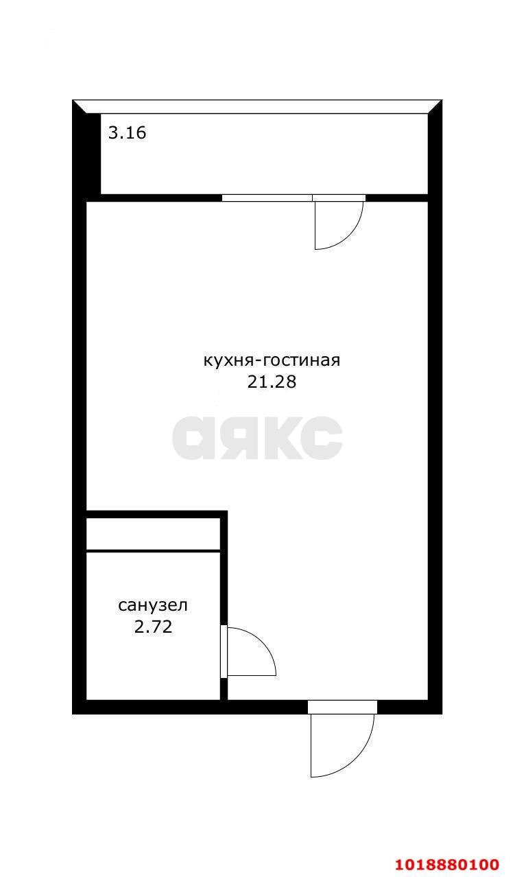 Фото №8: Студия 27&nbsp;м², 14/16&nbsp;эт. - Краснодар, Прикубанский внутригородской округ, мкр. Славянский, ул. Заполярная, 37к5