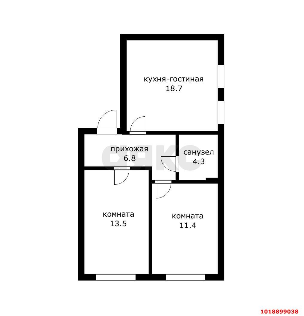 Фото №13: 2-комнатная квартира 54&nbsp;м², 5/9&nbsp;эт. - Краснодар, Прикубанский внутригородской округ, мкр. Завод Измерительных Приборов, ул. Зиповская, 22