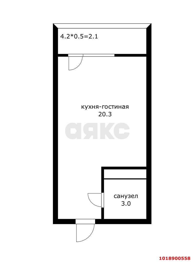 Фото №5: Студия 22&nbsp;м², 18/19&nbsp;эт. - Краснодар, Прикубанский внутригородской округ, имени Петра Метальникова, мкр. жилой комплекс Радуга, ул. Евгении Жигуленко, 7к2