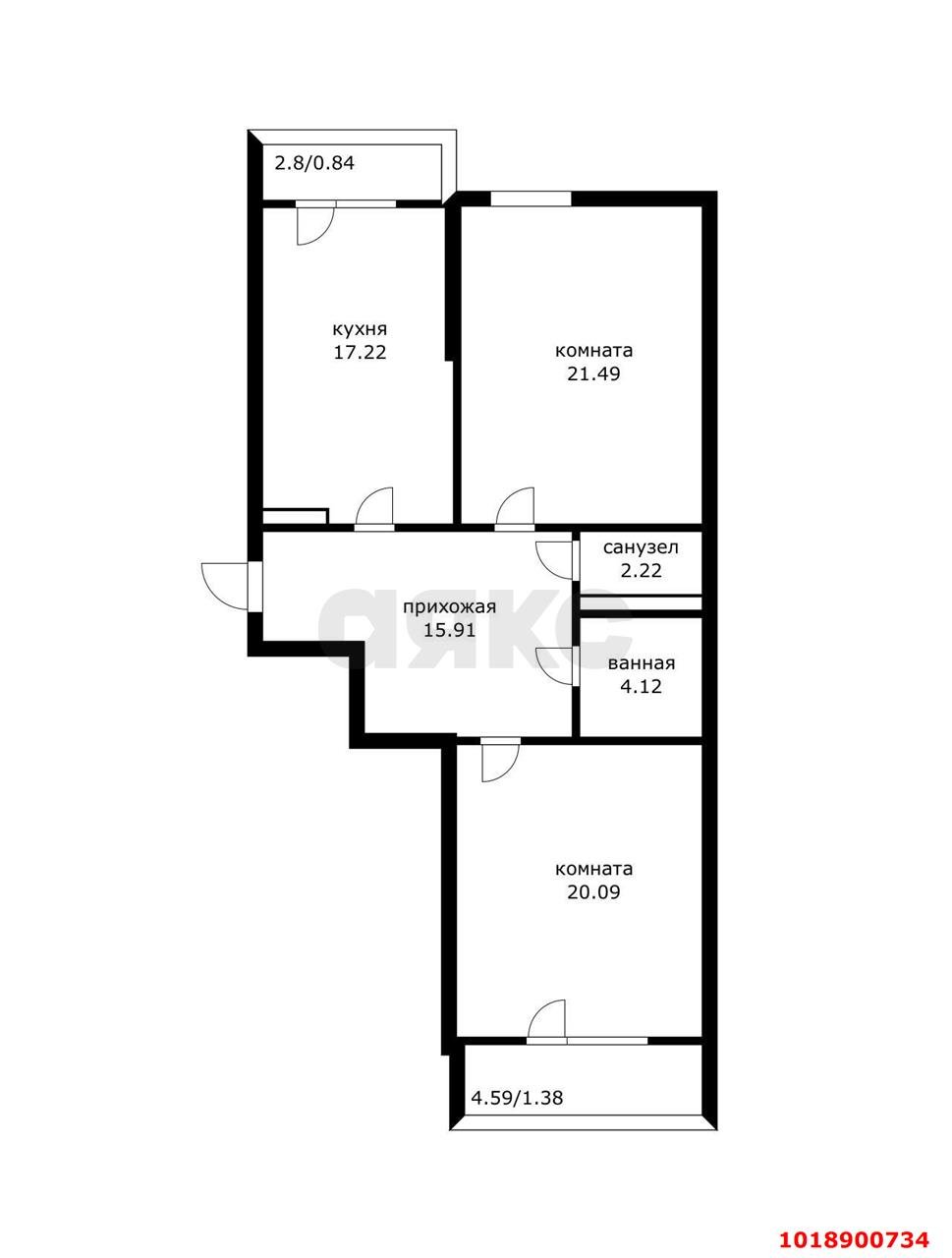 Фото №1: 2-комнатная квартира 80&nbsp;м², 7/22&nbsp;эт. - Краснодар, Карасунский внутригородской округ, Хлопчато-бумажный Комбинат, мкр. ЖК Альфа, ул. Уральская, 100/5
