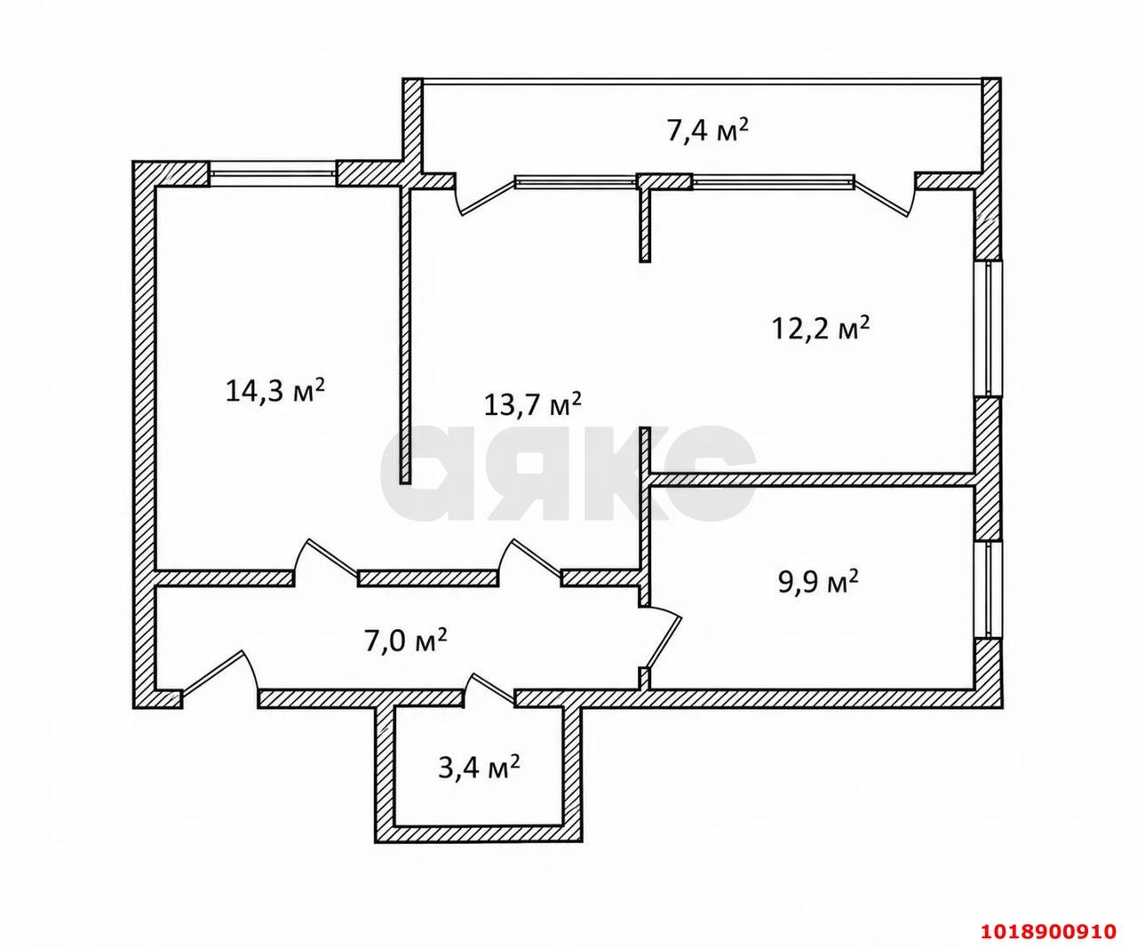 Фото №5: 3-комнатная квартира 60&nbsp;м², 16/19&nbsp;эт. - Краснодар, Прикубанский внутригородской округ, имени Петра Метальникова, мкр. жилой комплекс Радуга, ул. Евгении Жигуленко, 7
