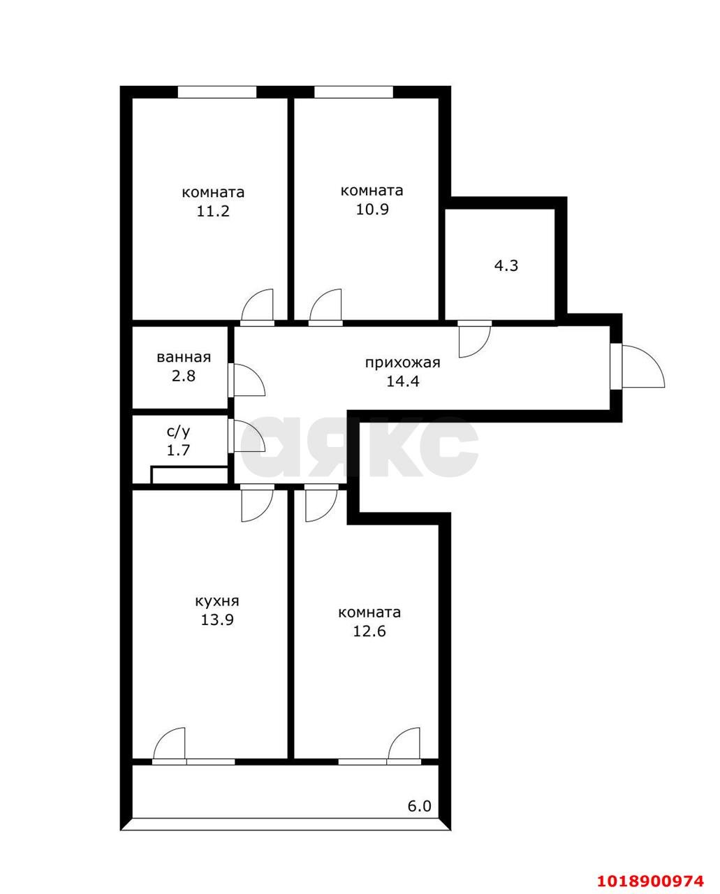 Фото №17: 3-комнатная квартира 76&nbsp;м², 16/16&nbsp;эт. - Краснодар, Прикубанский внутригородской округ, мкр. жилой комплекс Самолёт-4, ул. Константина Гондаря, 99