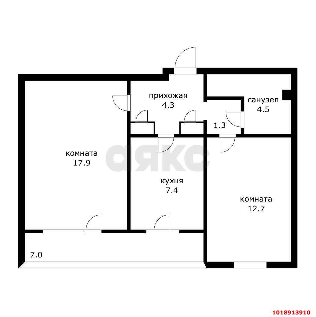 Фото №13: 2-комнатная квартира 55&nbsp;м², 4/9&nbsp;эт. - Краснодар, Карасунский внутригородской округ, мкр. Комсомольский, ул. Сормовская, 163