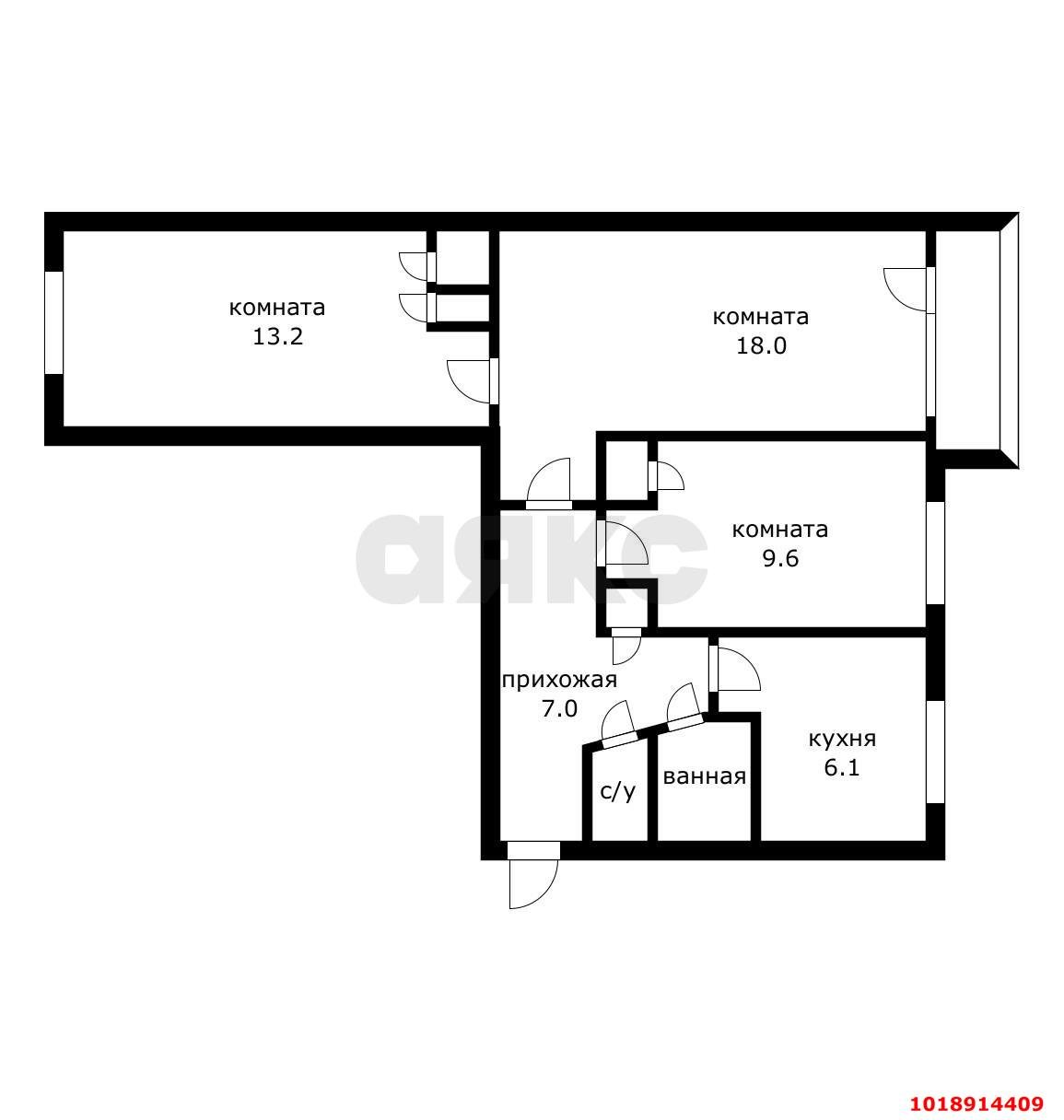 Фото №13: 3-комнатная квартира 62&nbsp;м², 5/5&nbsp;эт. - Краснодар, Центральный внутригородской округ, мкр. Центральный, ул. Коммунаров, 209