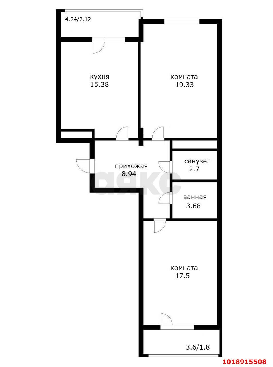 Фото №7: 2-комнатная квартира 68&nbsp;м², 2/22&nbsp;эт. - Краснодар, Западный внутригородской округ, мкр. ЖК Аврора, ул. имени Дзержинского, 95