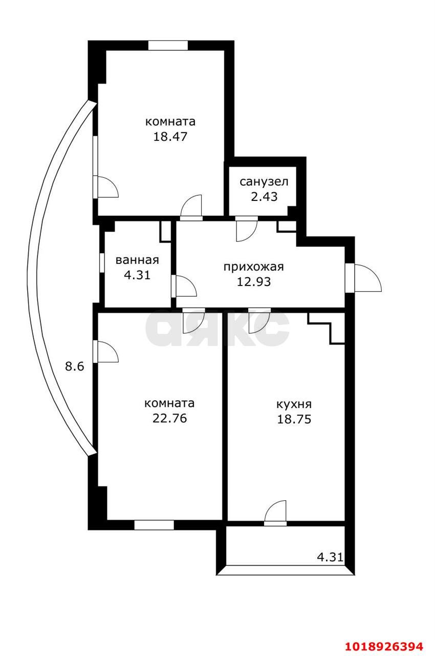Фото №8: 2-комнатная квартира 92&nbsp;м², 13/16&nbsp;эт. - Краснодар, Западный внутригородской округ, мкр. Центральный, ул. Постовая, 29