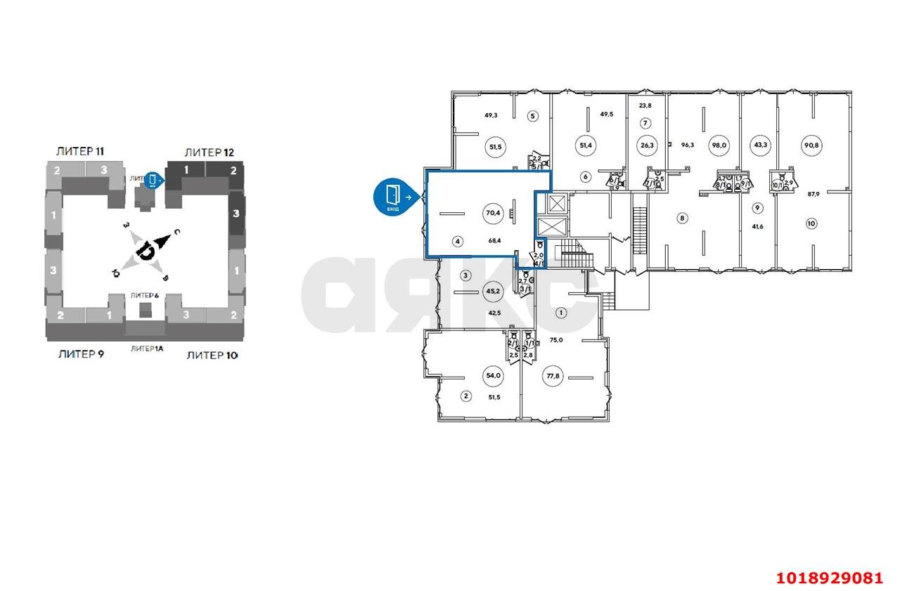 Фото №8: Торговое помещение 70&nbsp;м², 1/19&nbsp;эт. - Краснодар, Прикубанский внутригородской округ, мкр. жилой комплекс Самолёт-2, ул. Западный Обход, 57к2
