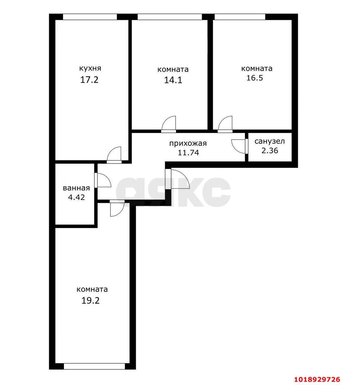 Фото №18: 3-комнатная квартира 86&nbsp;м², 8/24&nbsp;эт. - Краснодар, Центральный внутригородской округ, мкр. Черёмушки, ул. Обрывная, 132/1к19