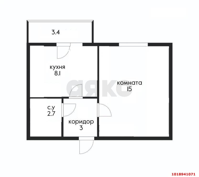 Фото №8: 1-комнатная квартира 33&nbsp;м², 2/5&nbsp;эт. - Новая Адыгея, мкр. ЖК Дарград, ул. Тургеневское шоссе, 33/1к5