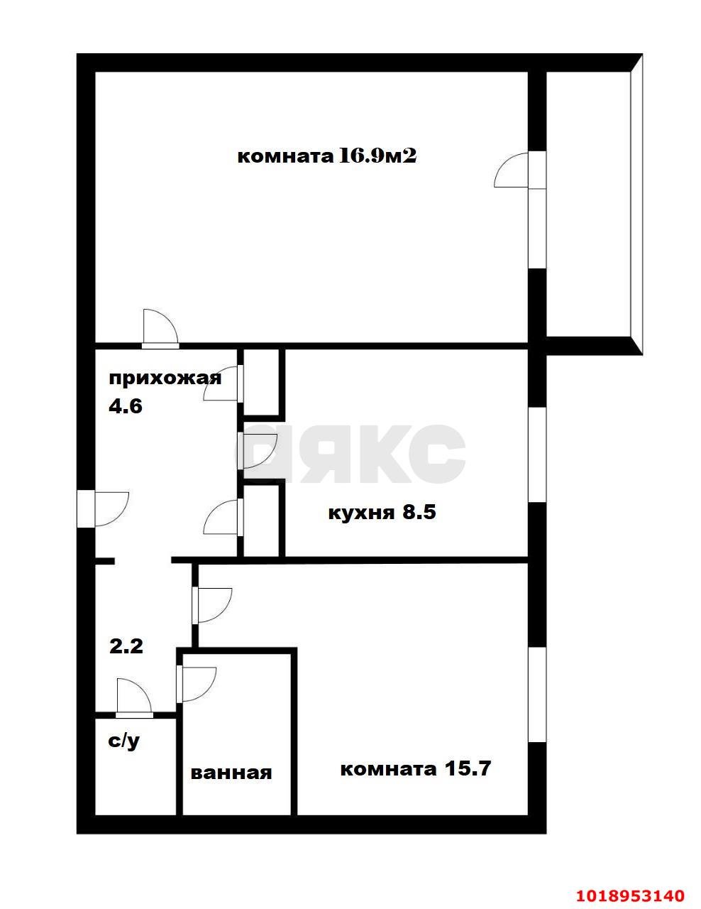 Фото №6: 2-комнатная квартира 52&nbsp;м², 3/9&nbsp;эт. - Краснодар, Карасунский внутригородской округ, мкр. Комсомольский, ул. Уральская, 164