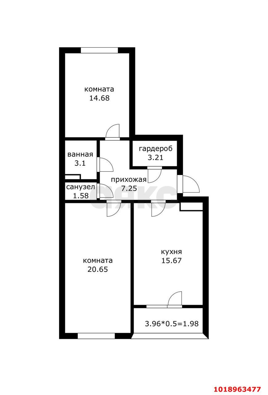 Фото №14: 2-комнатная квартира 68&nbsp;м², 15/22&nbsp;эт. - Краснодар, Прикубанский внутригородской округ, ЖК Губернский, мкр. 1-й квартал, ул. Домбайская, 63