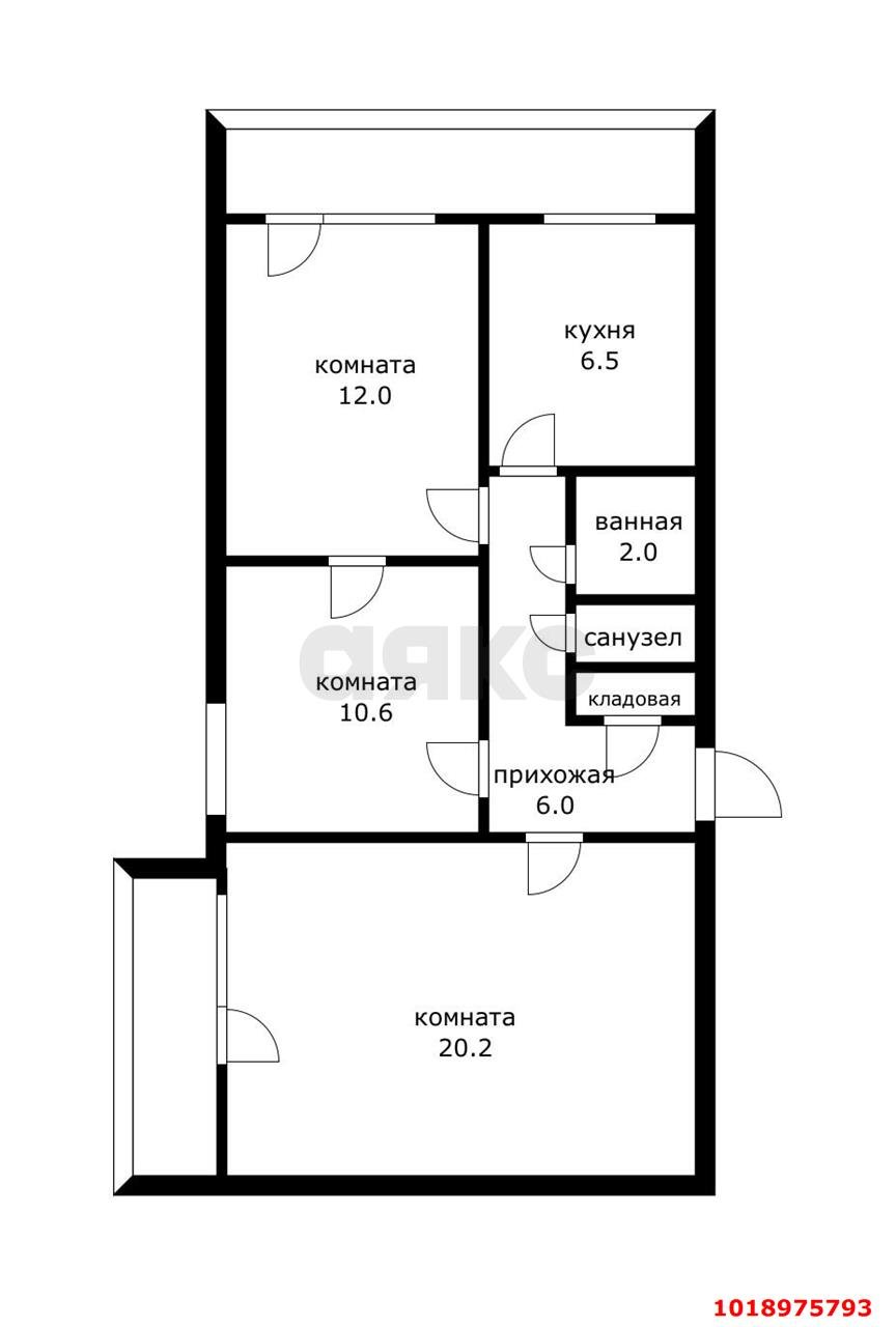 Фото №13: 3-комнатная квартира 65&nbsp;м², 1/9&nbsp;эт. - Краснодар, Западный внутригородской округ, мкр. Центральный, ул. Гоголя, 64