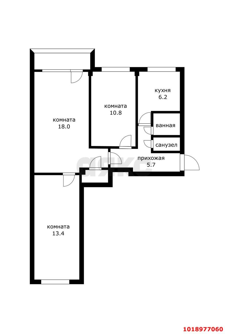 Фото №21: 3-комнатная квартира 62&nbsp;м², 3/5&nbsp;эт. - Краснодар, Центральный внутригородской округ, мкр. Черёмушки, ул. Айвазовского, 98А
