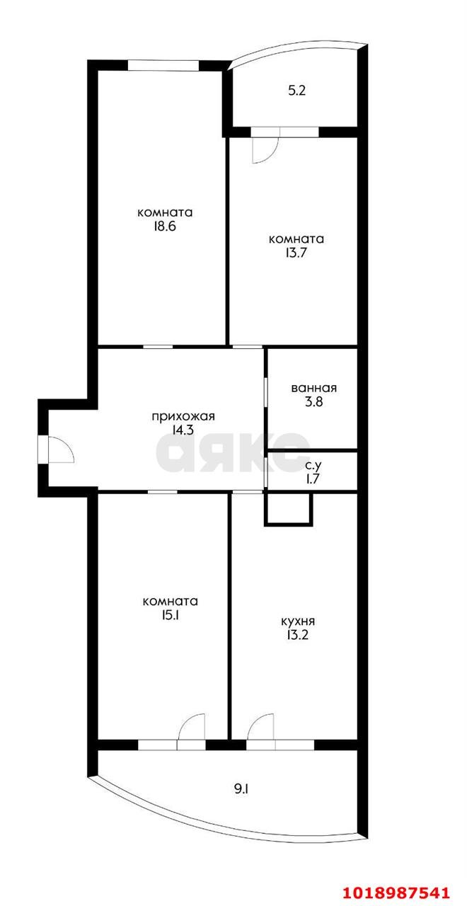 Фото №7: 3-комнатная квартира 94&nbsp;м², 7/20&nbsp;эт. - Краснодар, Прикубанский внутригородской округ, Россинского, мкр. жилой комплекс Дружный-2, б-р Адмиралтейский, 3