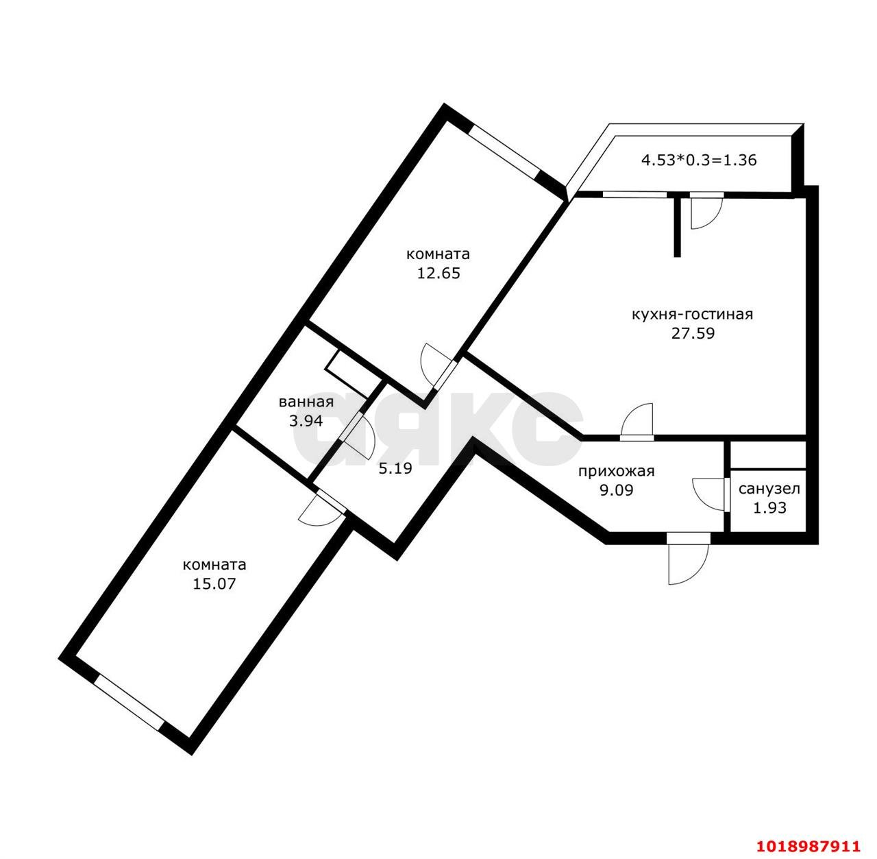 Фото №12: 2-комнатная квартира 75&nbsp;м², 15/24&nbsp;эт. - Краснодар, Прикубанский внутригородской округ, мкр. жилой комплекс Свобода, ул. Домбайская, 55к2
