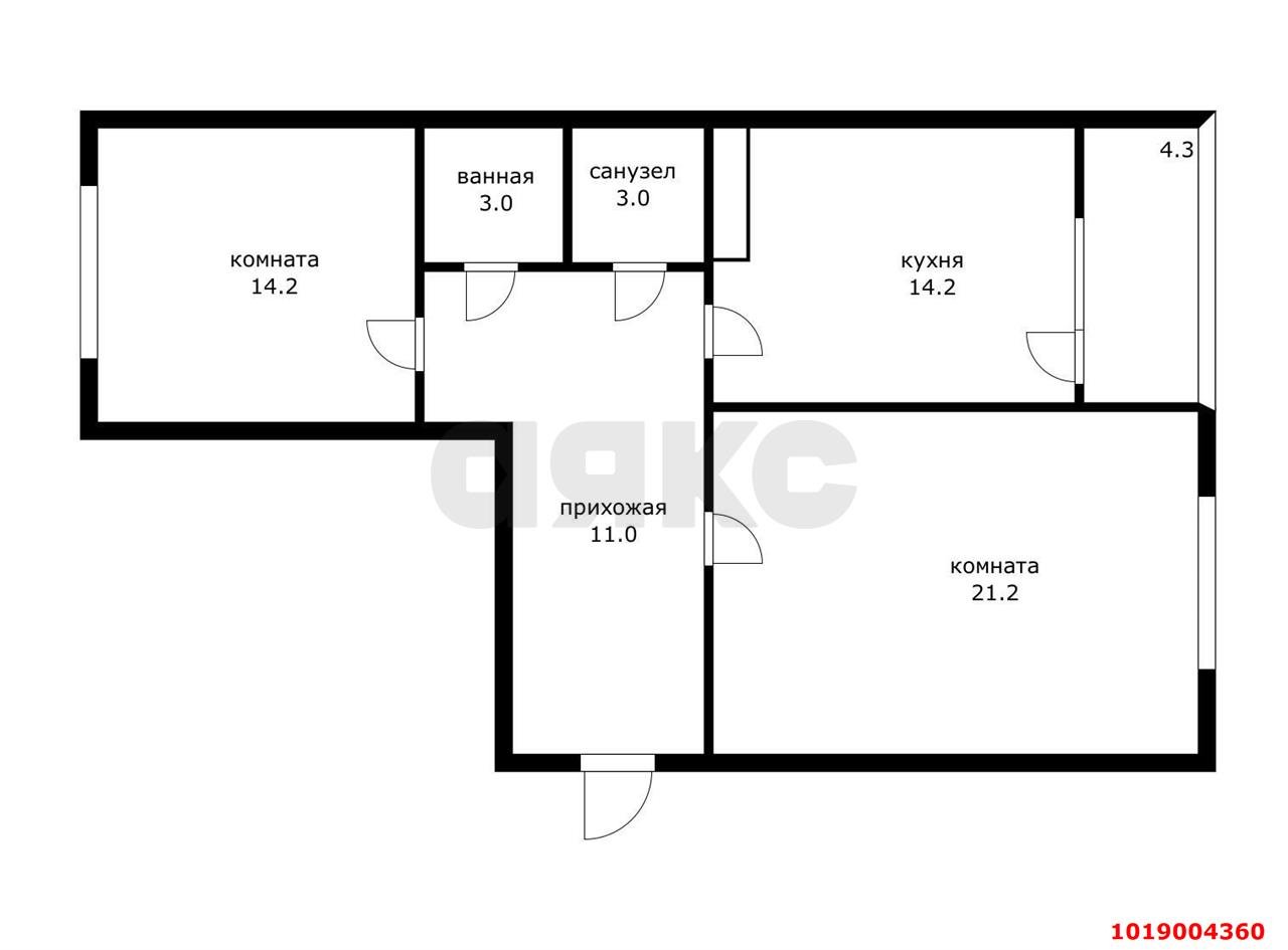 Фото №2: 2-комнатная квартира 64&nbsp;м², 11/16&nbsp;эт. - Краснодар, Карасунский внутригородской округ, мкр. Сосновый Бор, ул. имени Виктора Нарыкова, 6к1